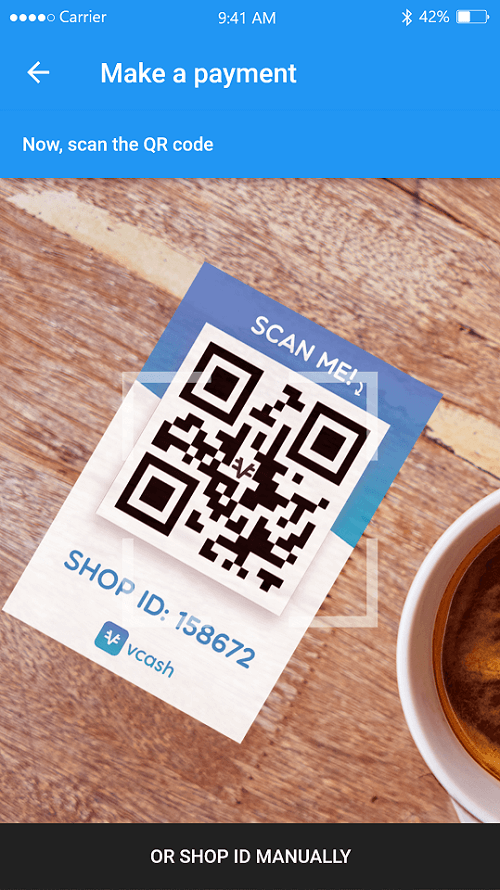 Pay with phone by scanning QR code